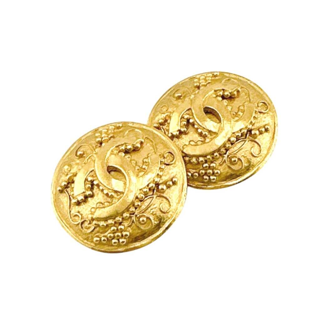CHANEL Authentic Gold Logo Earrings - Picture 4 of 7